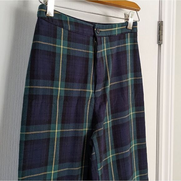 Brandy MELVILLE black watch plaid wide leg high rise XS @L - Picture 3 of 9